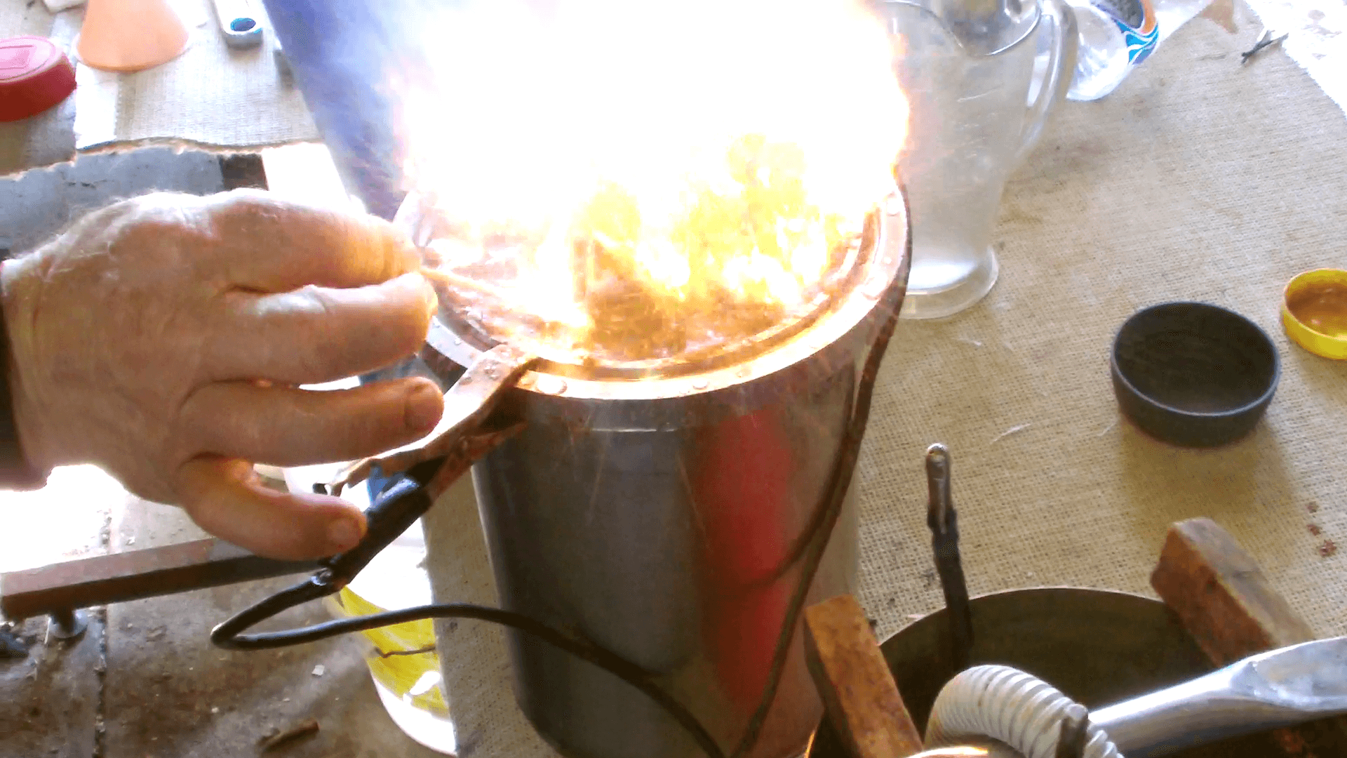 Explosive fire from freshly made oil from water
